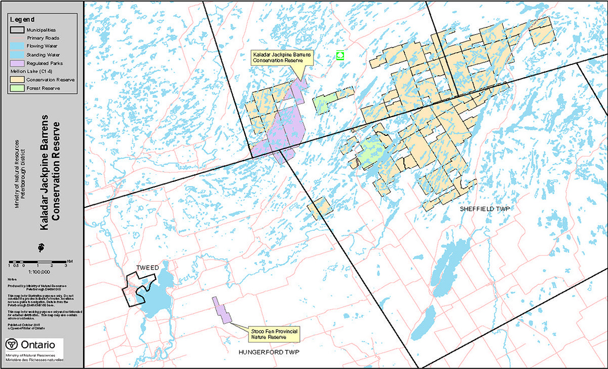 Map 2: Area boundary map of Kaladar Jack Pine Barrens Conservation Reserve